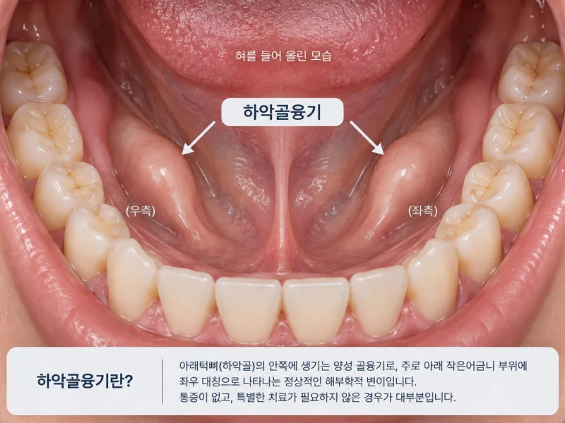 하악골융기가 있는 구강 내부 모습
